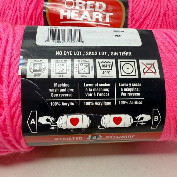 Red Heart Super Saver Yarn Lot Pretty In Pink #0722 Worsted Acrylic - Picture 7 of 12